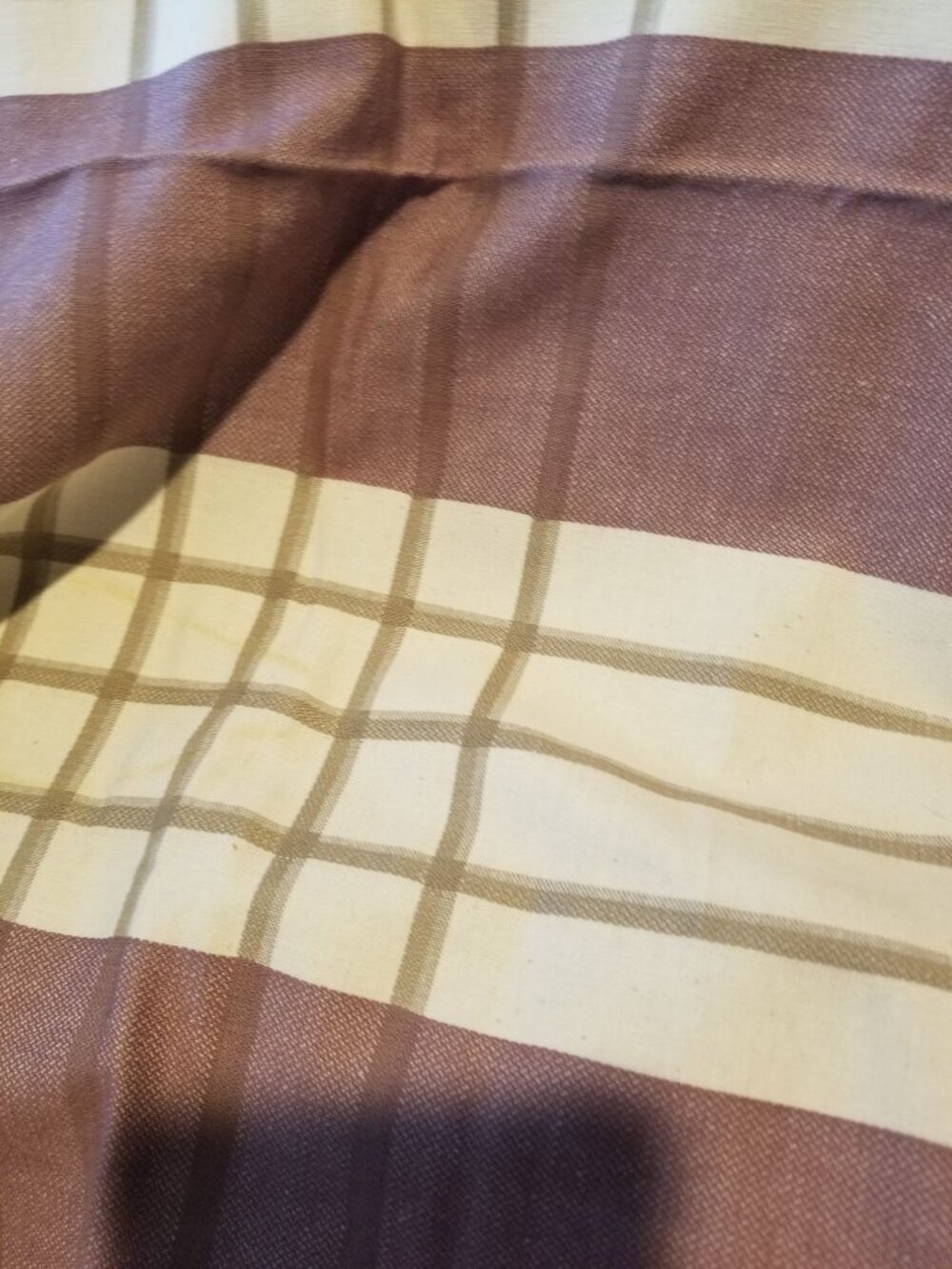 Material Plaid Patterned Fabric In Mauve & Cream Tones For Home Decor Or Sewing